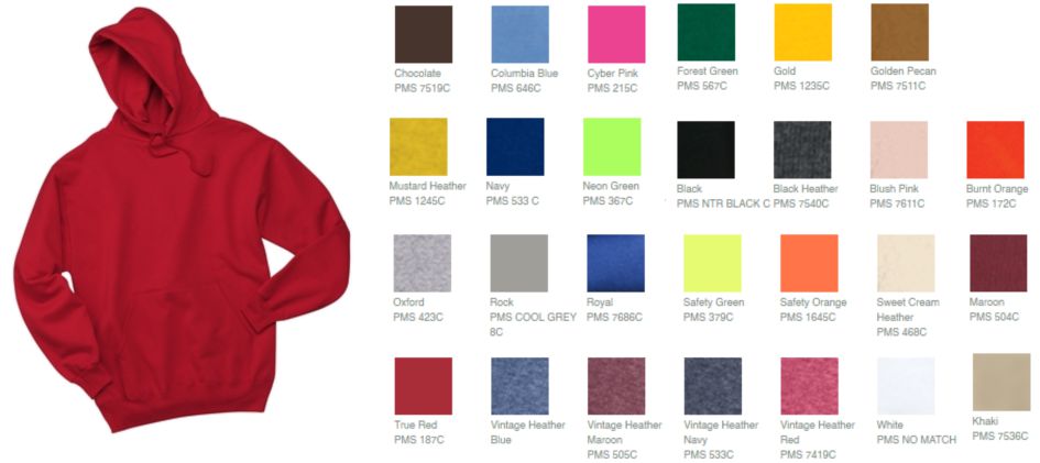 Gildan tee shirts color options